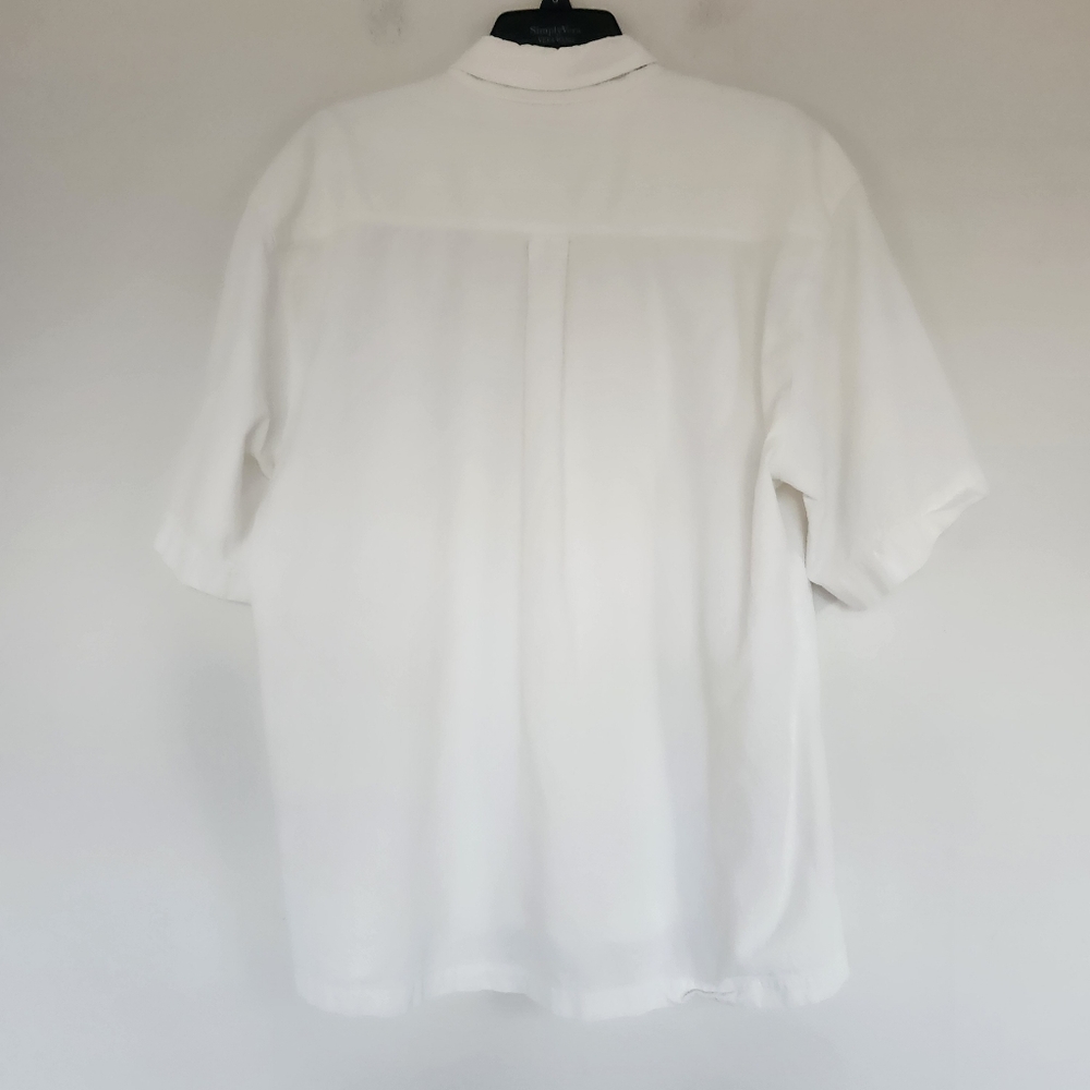 La Rueca Vintage Cotton Cream Beige Short Sleeve Button Down Guayabera Shirt L - Picture 3 of 11